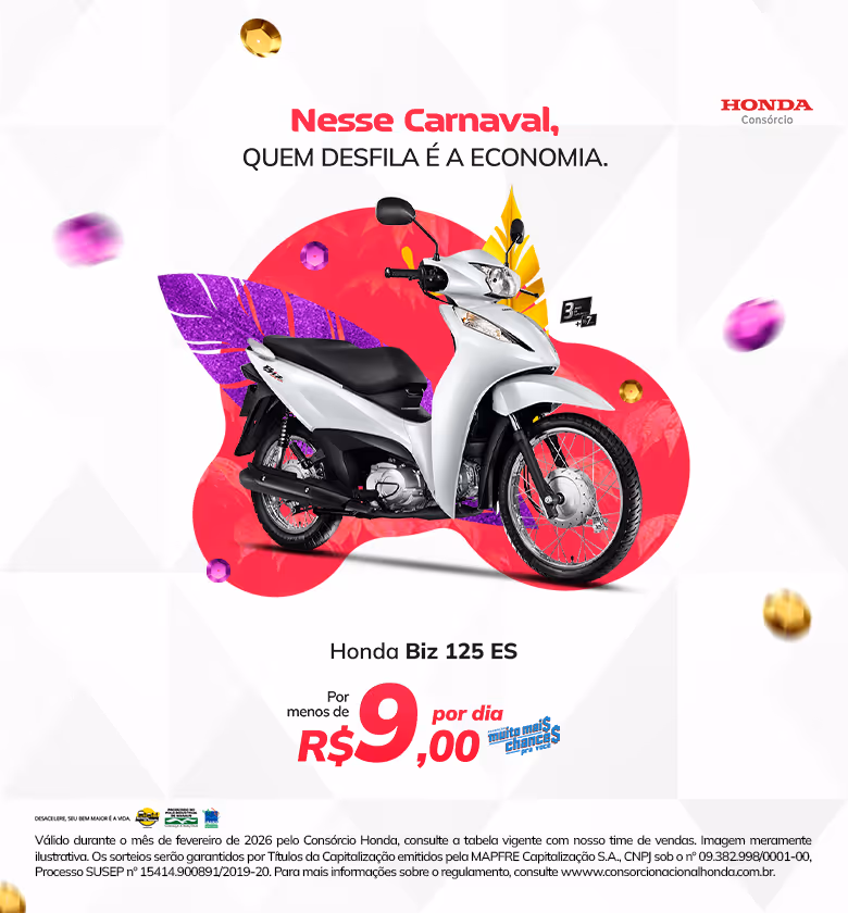 Banner Fevereiro By Moto Honda Consórcio Biz 125 ES