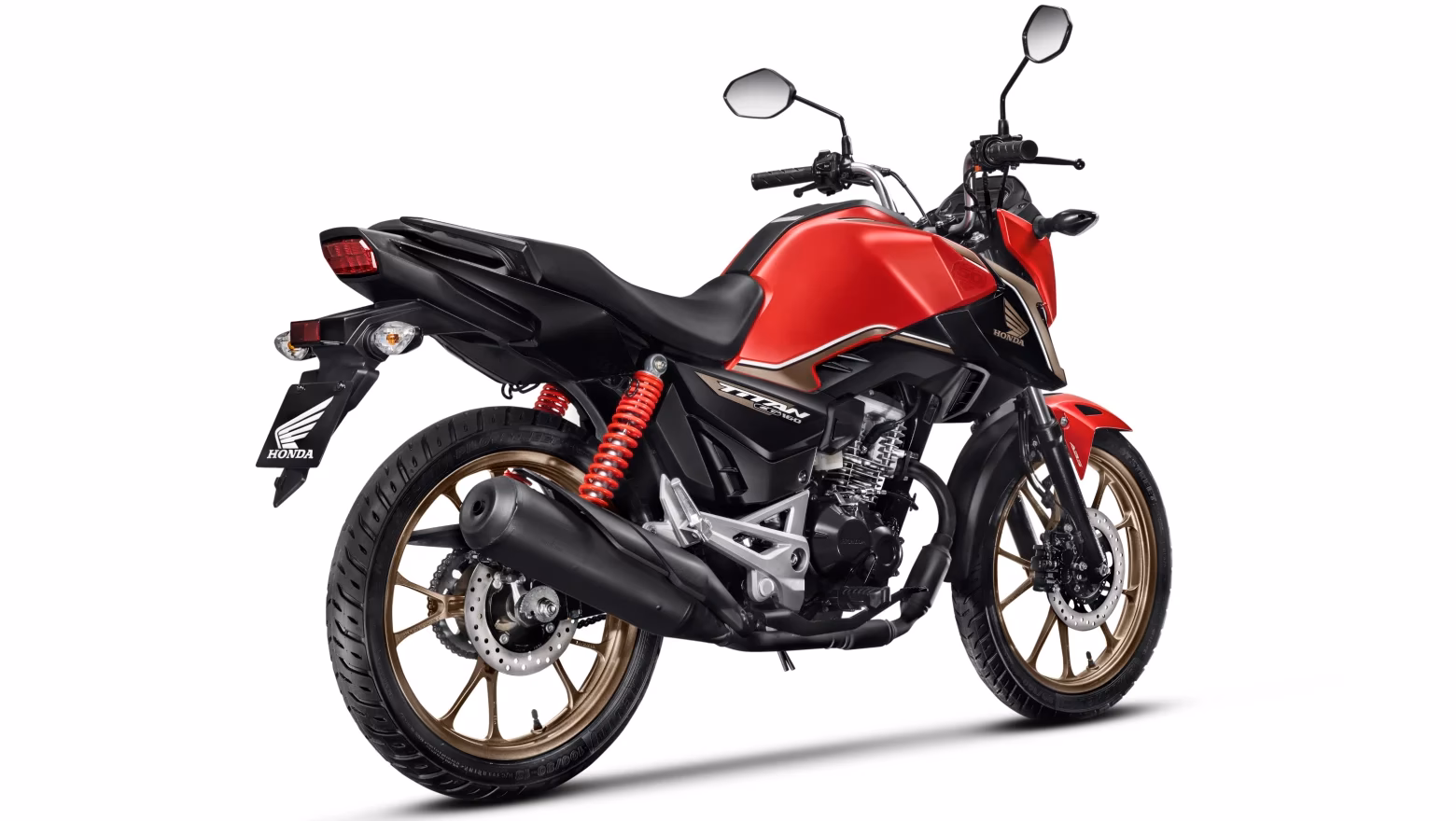 Moto Honda Nova Cg Comemorativa Vermelha Visao Total Vertical Trazeira Direita - 22 de 24